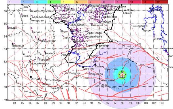 В Туве произошло 5-балльное землетрясение
