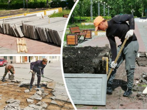 На площади 65-летия Победы начались работы по реконструкции ограждений цветников и замене деформированной брусчатки