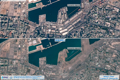 «Роскосмос» показал последствия взрыва в Бейруте из космоса