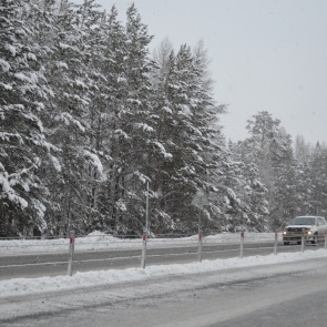 Из-за снегопада на федеральную трассу под Красноярском не выпускают автобусы