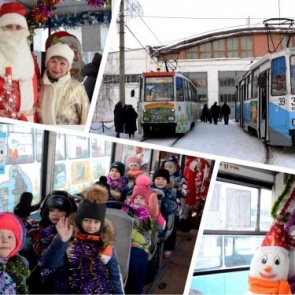 в Ачинске вышли на линию праздничные трамваи