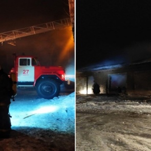 В Канске сгорел склад лесопилки