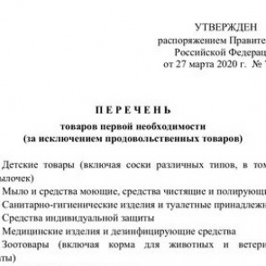 Правительство России утвердило перечень товаров первой необходимости