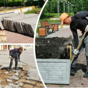 На площади 65-летия Победы начались работы по реконструкции ограждений цветников и замене деформированной брусчатки