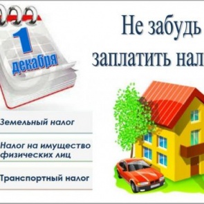 Срок уплаты транспортного, земельного и имущественного налогов физических лиц за 2019 год – не позднее 1 декабря 2020 года.