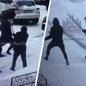 В центре Красноярска водитель отлупил дворников их лопатой