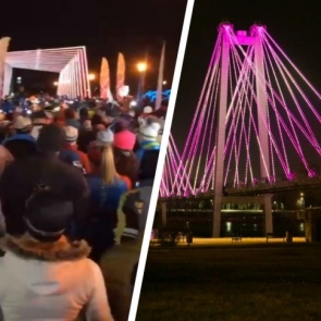 Сотни красноярцев с фонариками устроили 5-километровый забег на остров Татышев в «Час Земли»