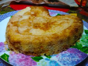 Насыпной пирог “3 стакана” с яблоками и бананами