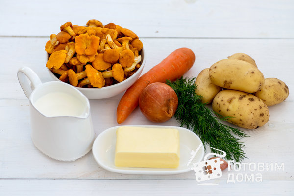 Сливочный суп с лисичками