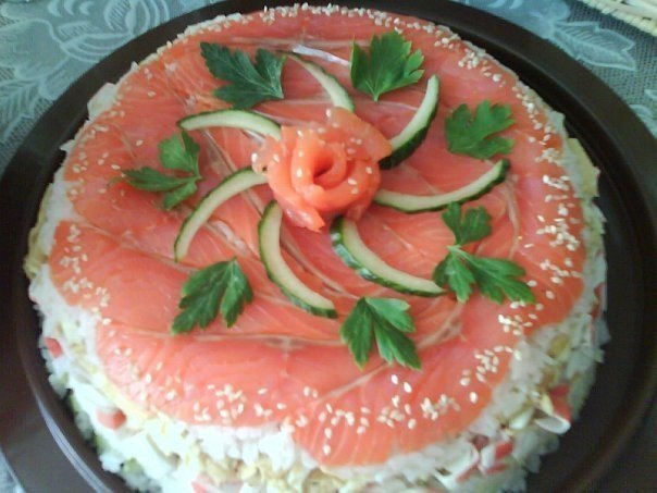Праздничная закуска ″Суши-торт″