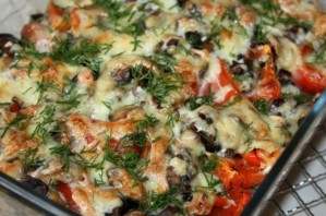 Запеченные баклажаны с грибами