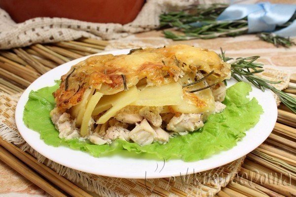 Куриное филе в духовке под картофелем
