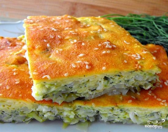 Заливной пирог с капустой на кефире