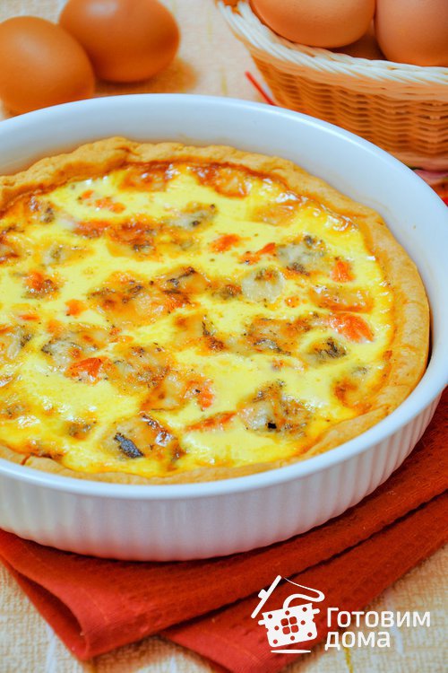 Пирог с лососем и сыром (киш лорен)