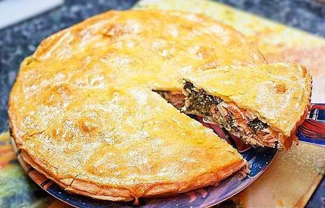 Заливной пирог с сёмгой